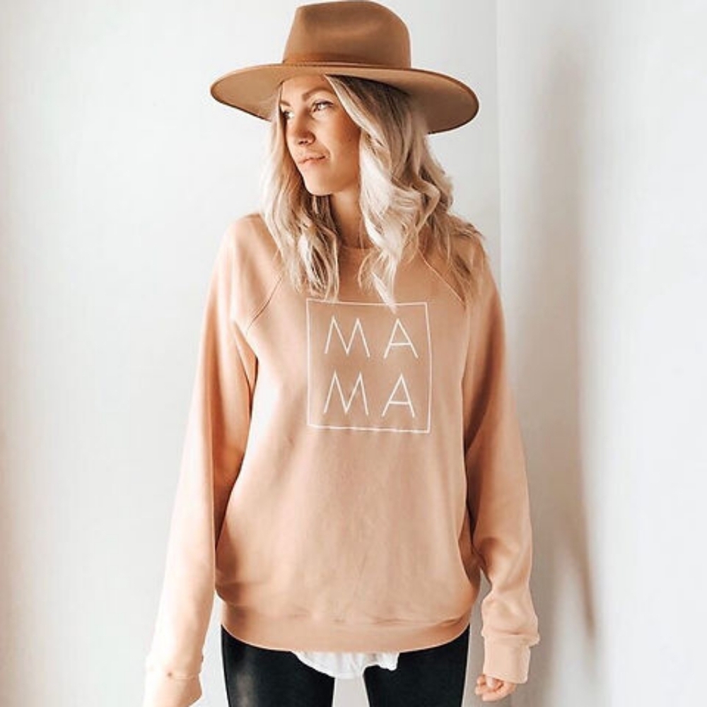 Ashco Waffle Knit Crew Mama Sweatshirt